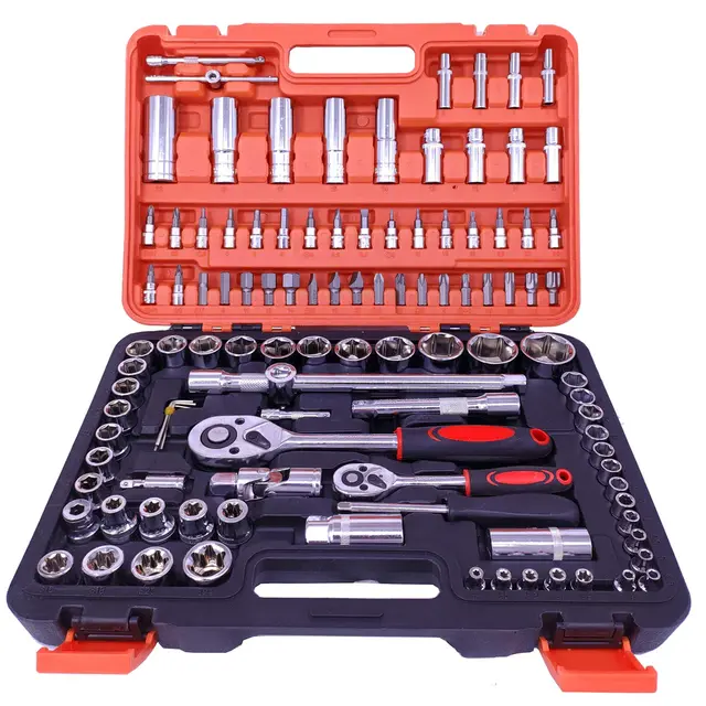 108Pcs Socket Ratchet Wrench Set with Bit Socket SetReversible Ratchet SAE and Metric CR V Steel Mechanics Tool Set for Automotive Repair And Home Use